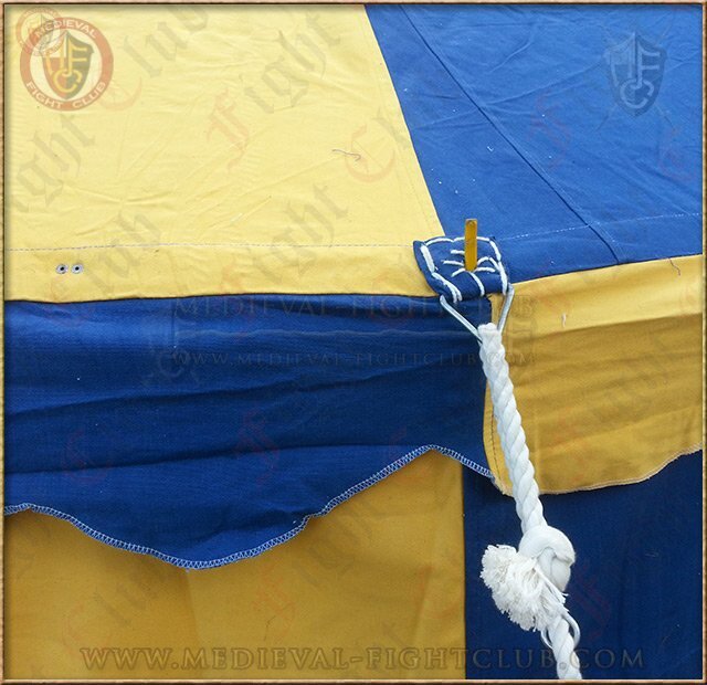 Blue and Yellow Pavilion Striped Round Tent (3m Diameter) Grommet Close-Up