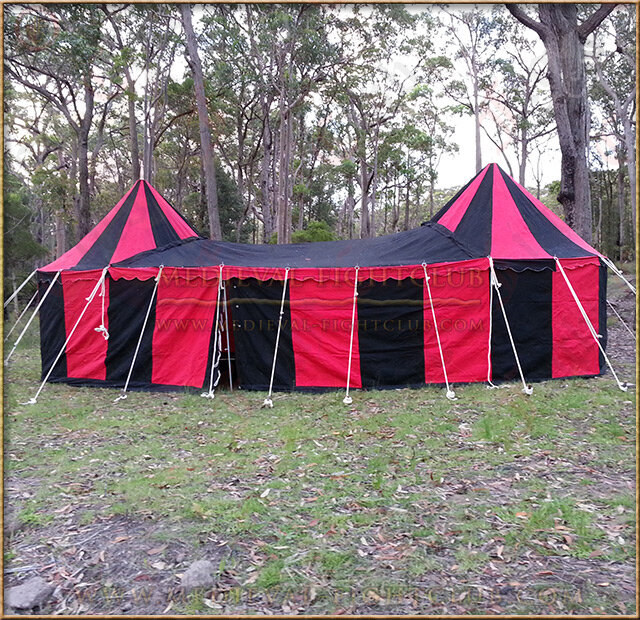 Double Tudor Pavilion Red & Black Rear View