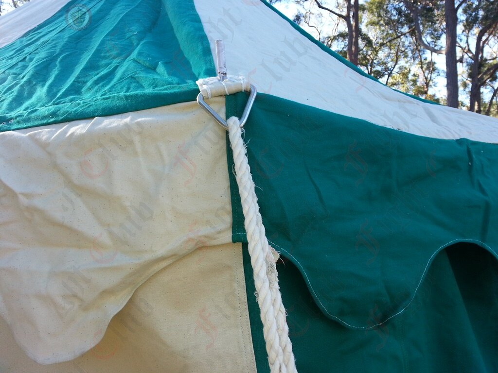Green + White Pavilion - Striped Round Tent (3m diameter) Grommet Close-Up