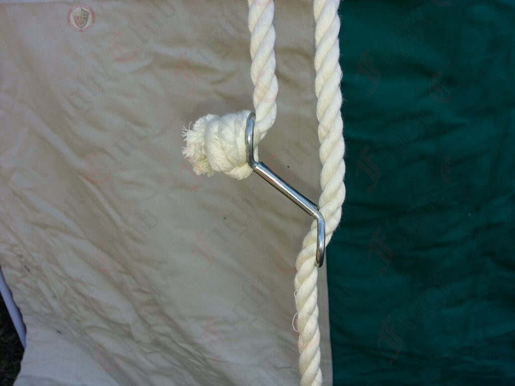 Green + White Pavilion - Striped Round Tent (3m diameter) Rope Close-Up