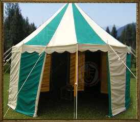 Green+White Pavilion - Striped Round Tent (5m diameter)