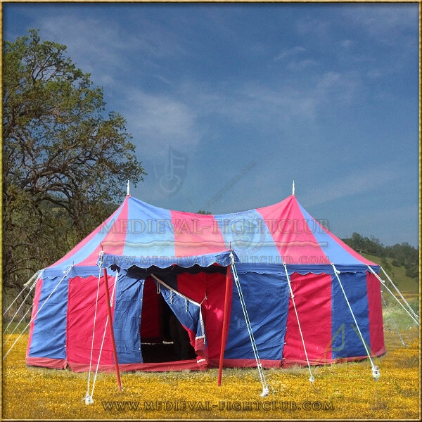 Medieval Oval Tent - 8m Red+Blue