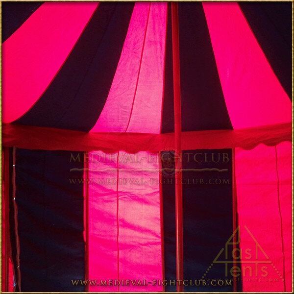 Medieval Oval Tent - 8m Red + Blue Interior