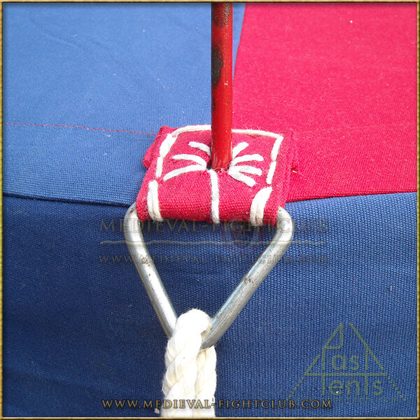 Medieval Oval Tent - 8m Red + Blue Grommet Close-Up