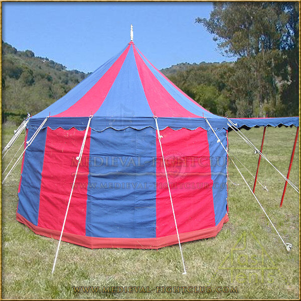 Medieval Oval Tent - 8m Red + Blue Side