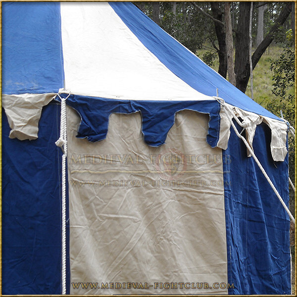 Blue & White Pavilion - Striped Round Tent (3m diameter) Wall Close-Up