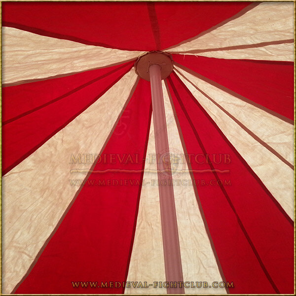 Red & White Pavilion - Striped Round Tent (3m diameter) Roof Interior