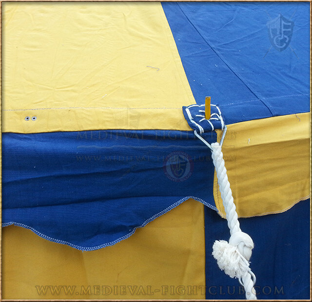 Blue + Yellow Pavilion - Striped Round Tent (5m diameter) Grommet Close-Up